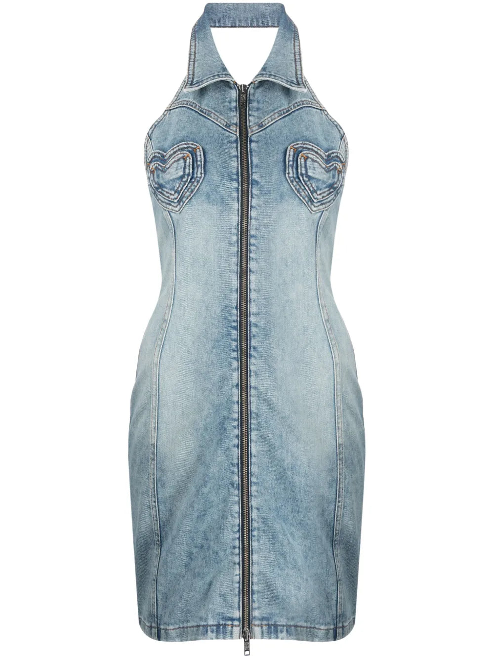 heart-panels denim minidress