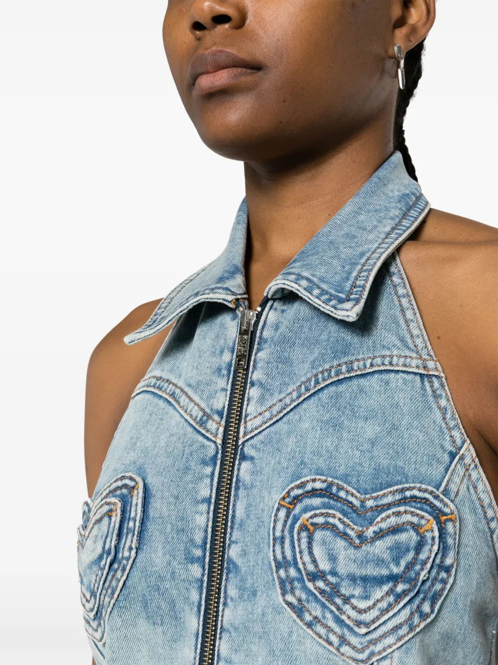 heart-panels denim minidress