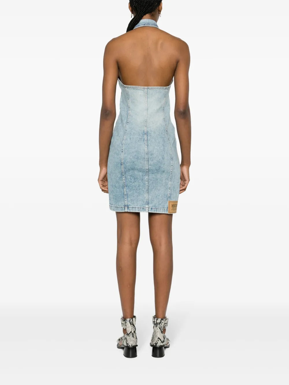 heart-panels denim minidress