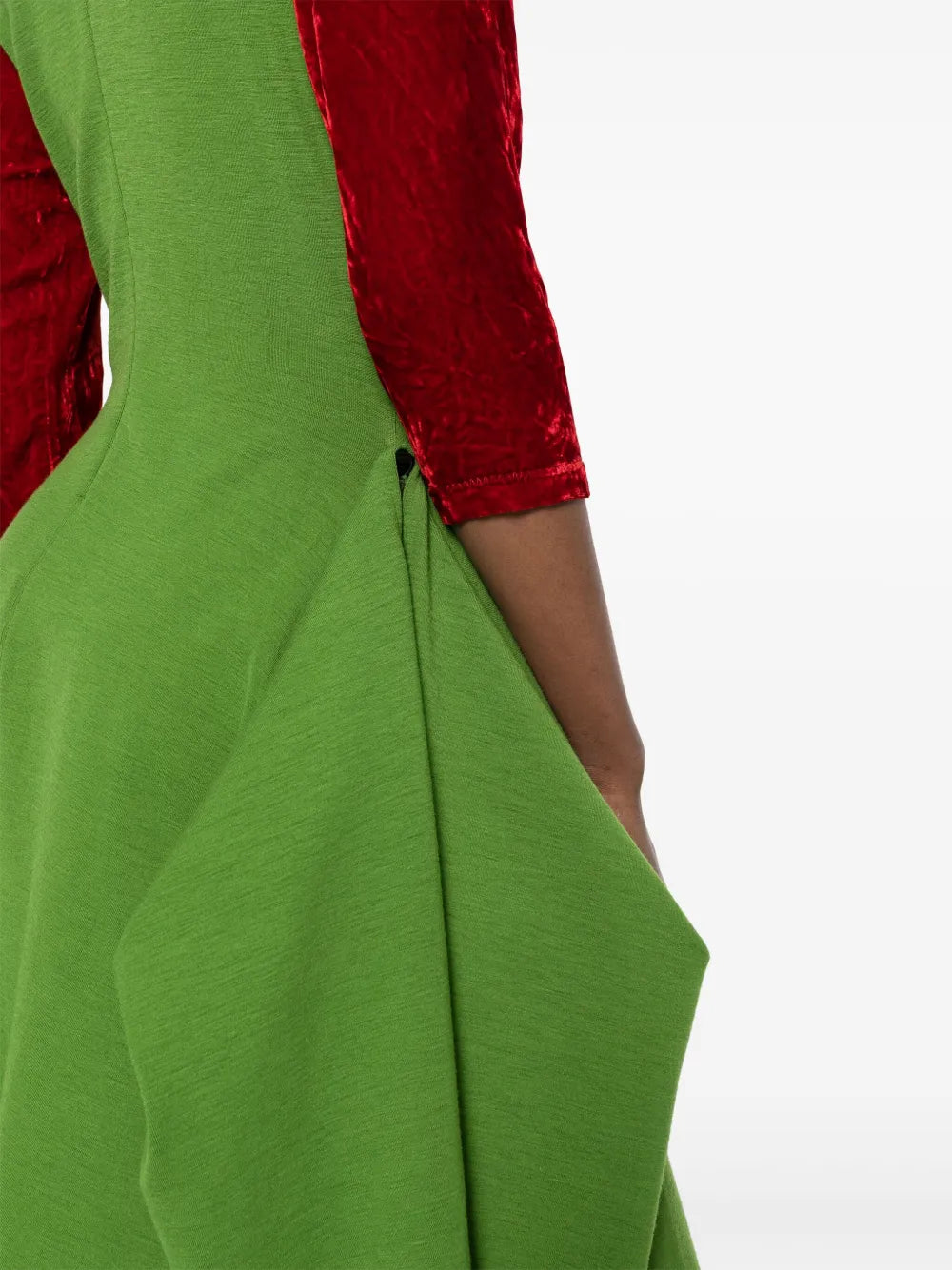1990s velvet-sleeve asymmetric dress