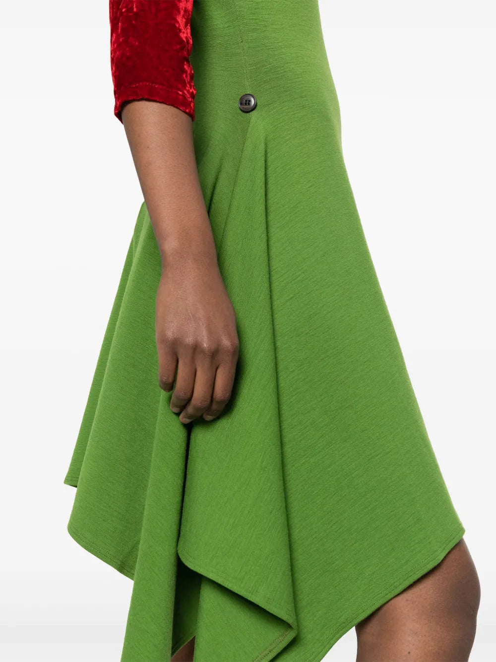 1990s velvet-sleeve asymmetric dress