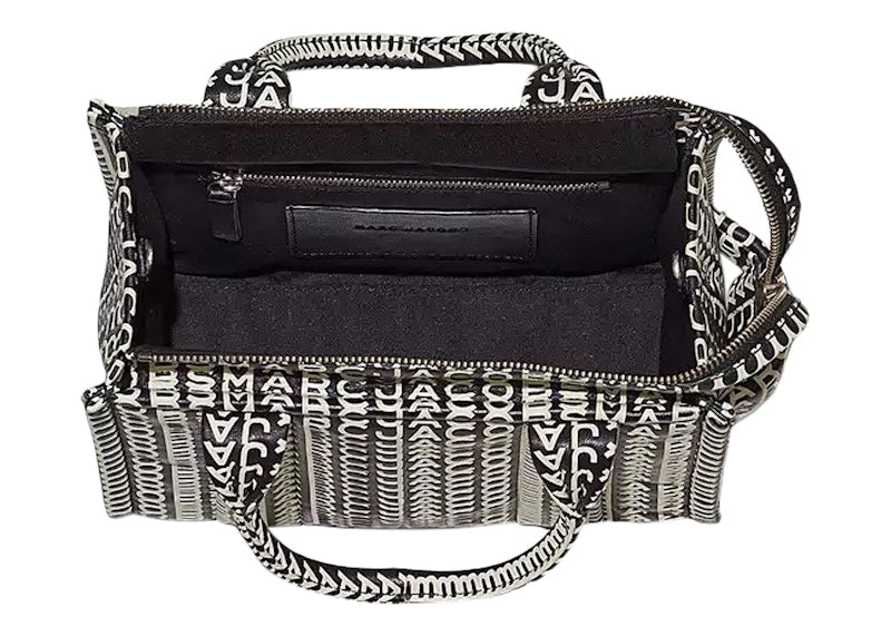 Marc Jacobs The Monogram Leather Small Tote Black/White