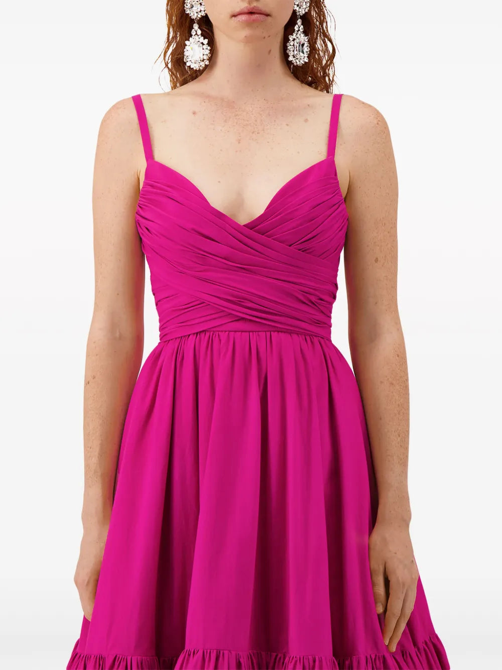 gathered-detail flared maxi dress