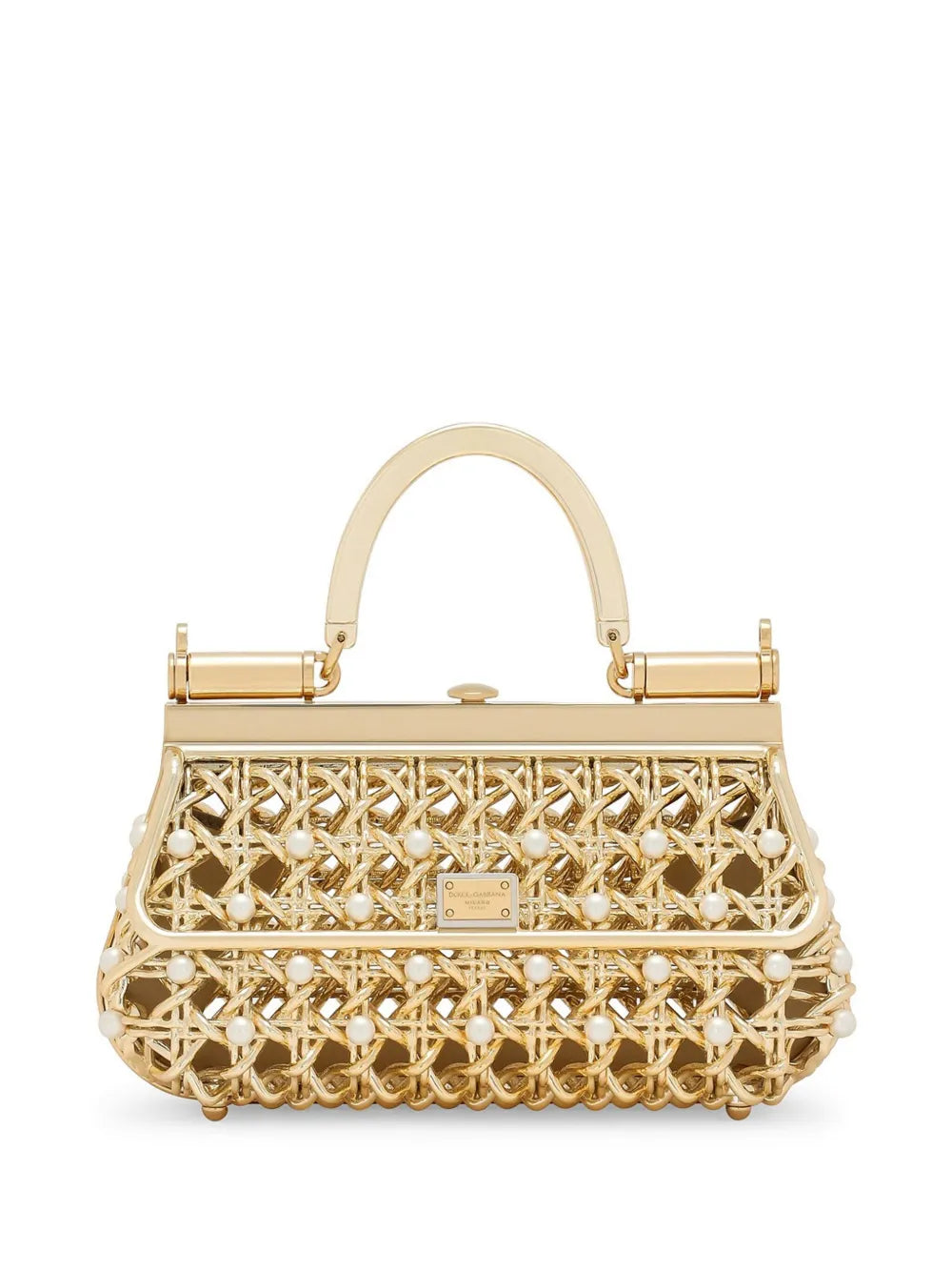 pearl-embellished caged tote bag