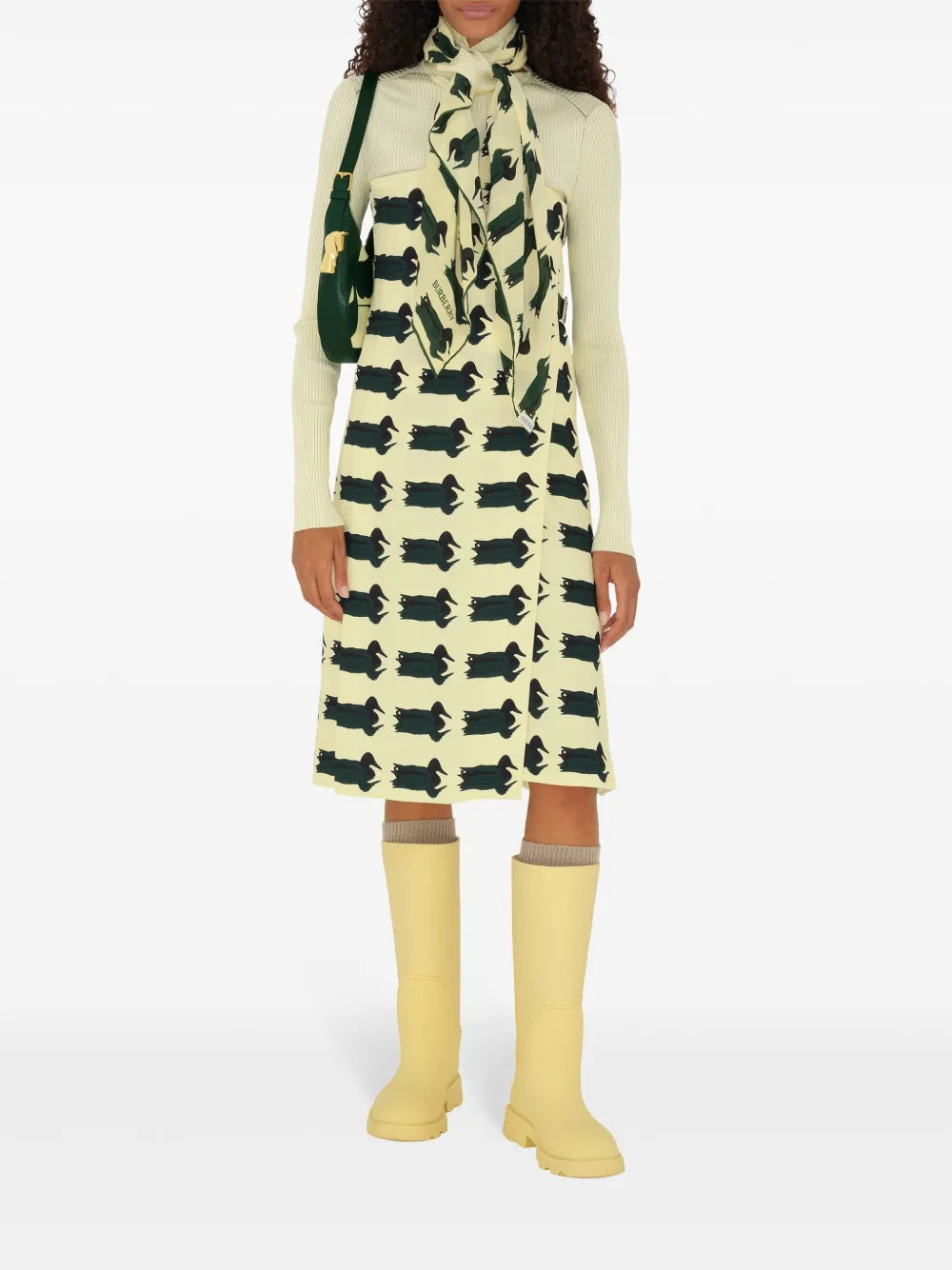 Duck-print kilt dress