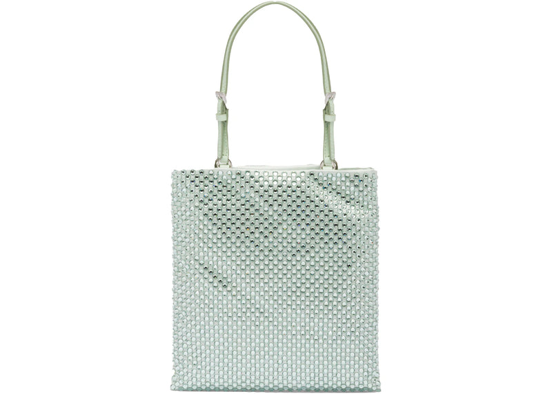 Prada Embellished Satin Handbag Aqua
