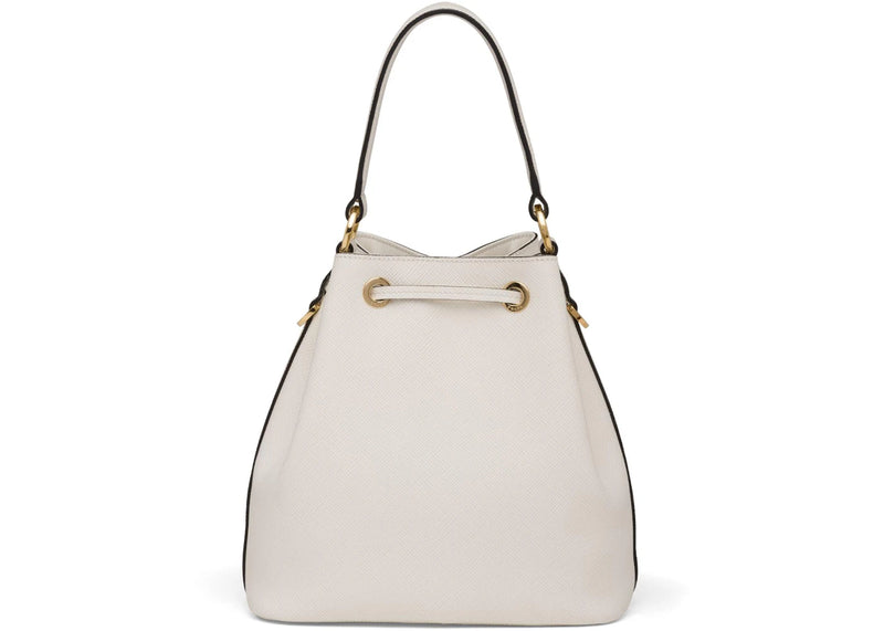 Prada Bucket Bag Saffiano Leather Gold-Tone White