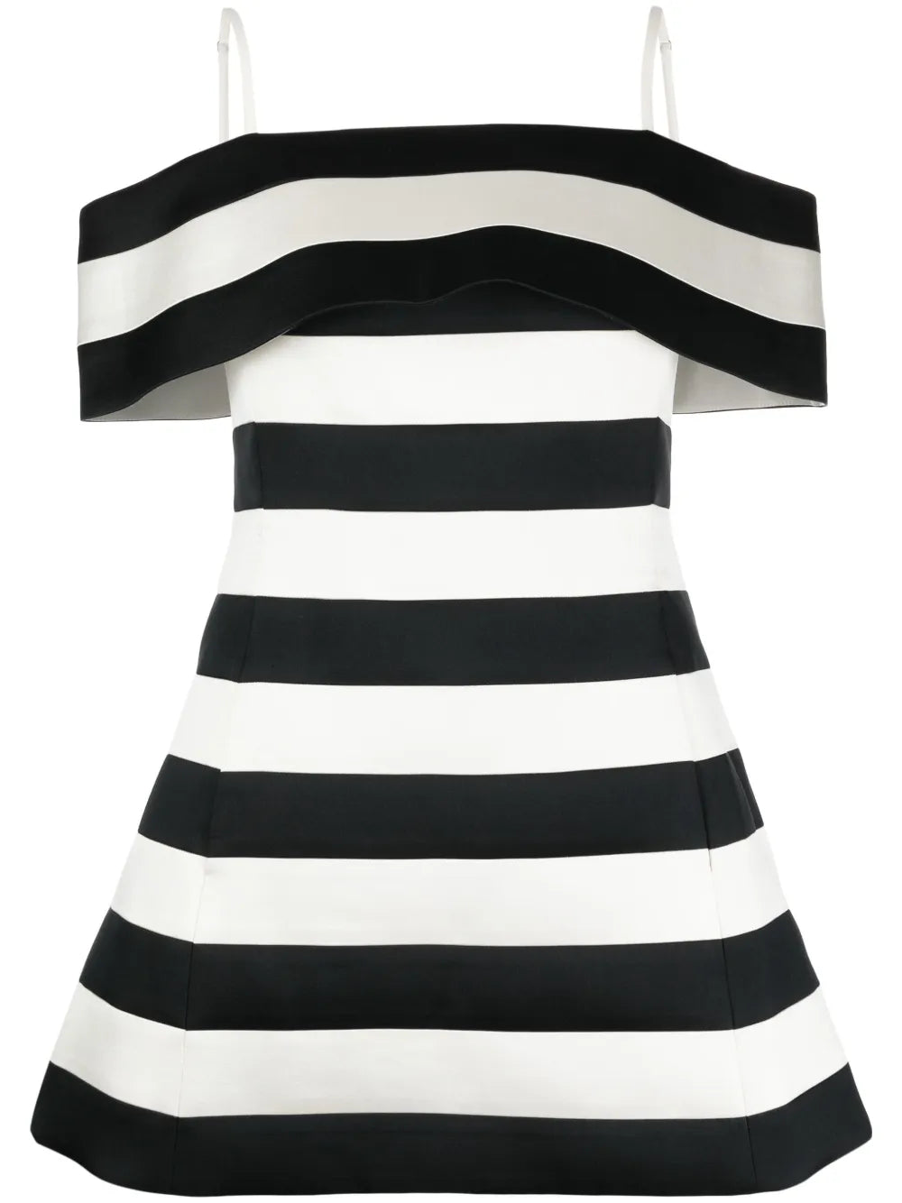 off-shoulder silk-wool minidress