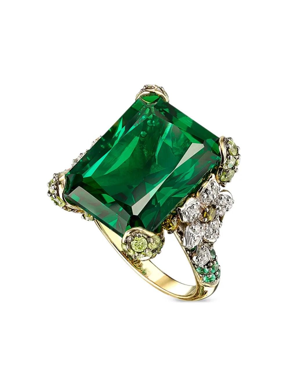 18kt gold vermeil Emerald Cinderella gemstone ring