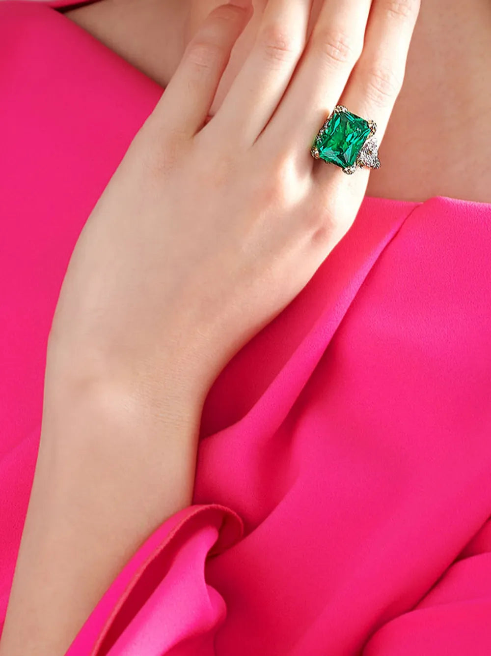 18kt gold vermeil Emerald Cinderella gemstone ring