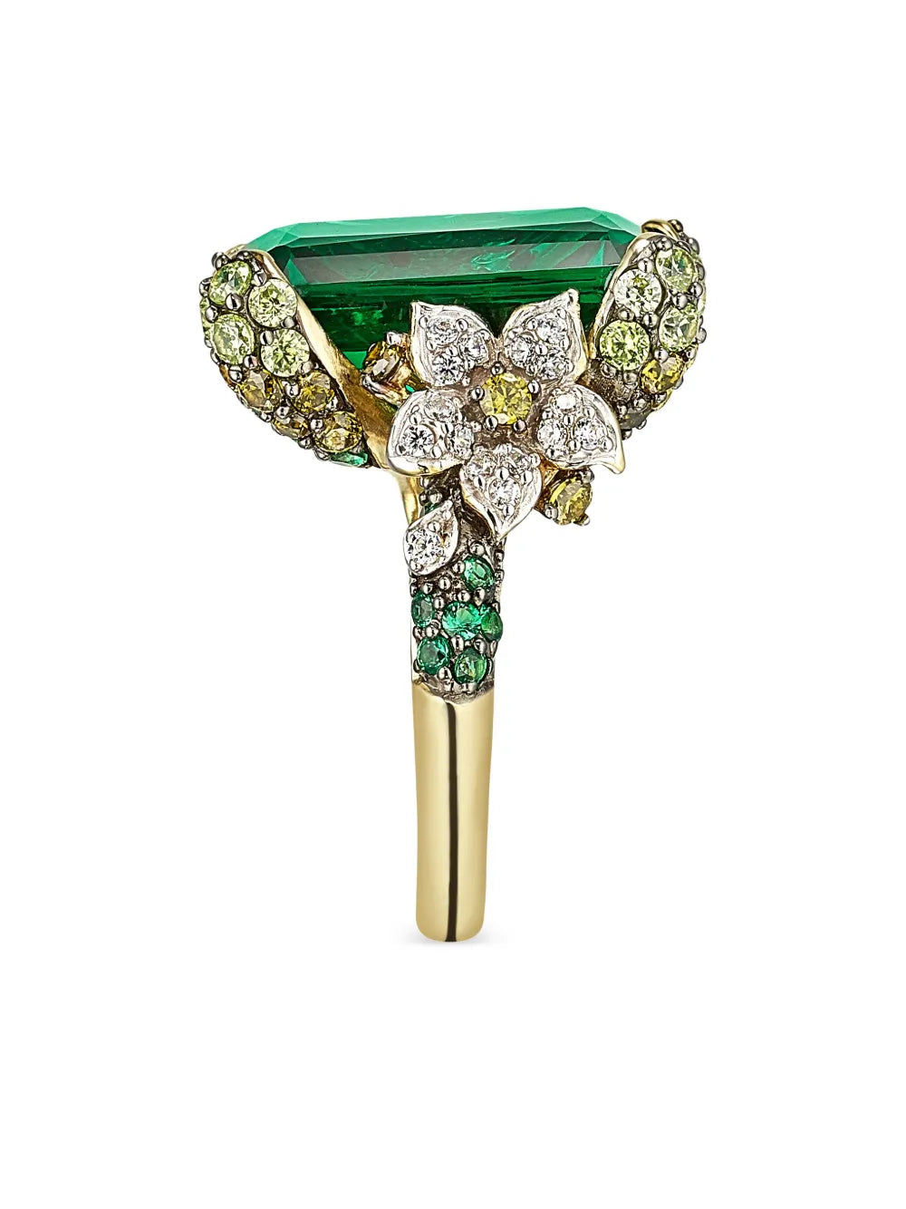 18kt gold vermeil Emerald Cinderella gemstone ring