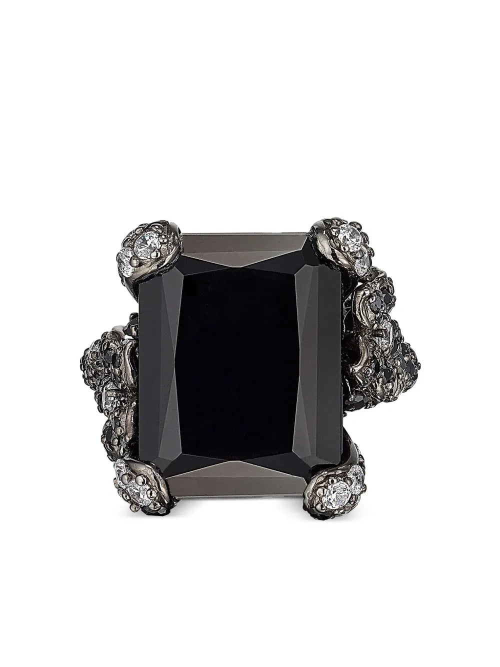 18kt white gold Black Diamond Cinderella cocktail ring