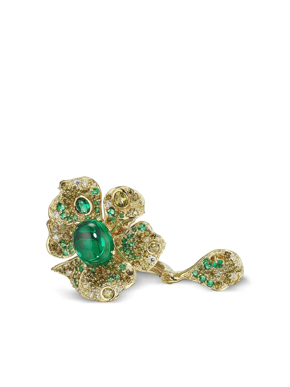 18kt yellow gold vermeil Emerald Peony emerald and diamond ring