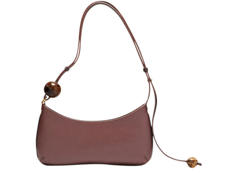 Jacquemus Le Bisou Perle Beaded Shoulder Bag Medium Brown