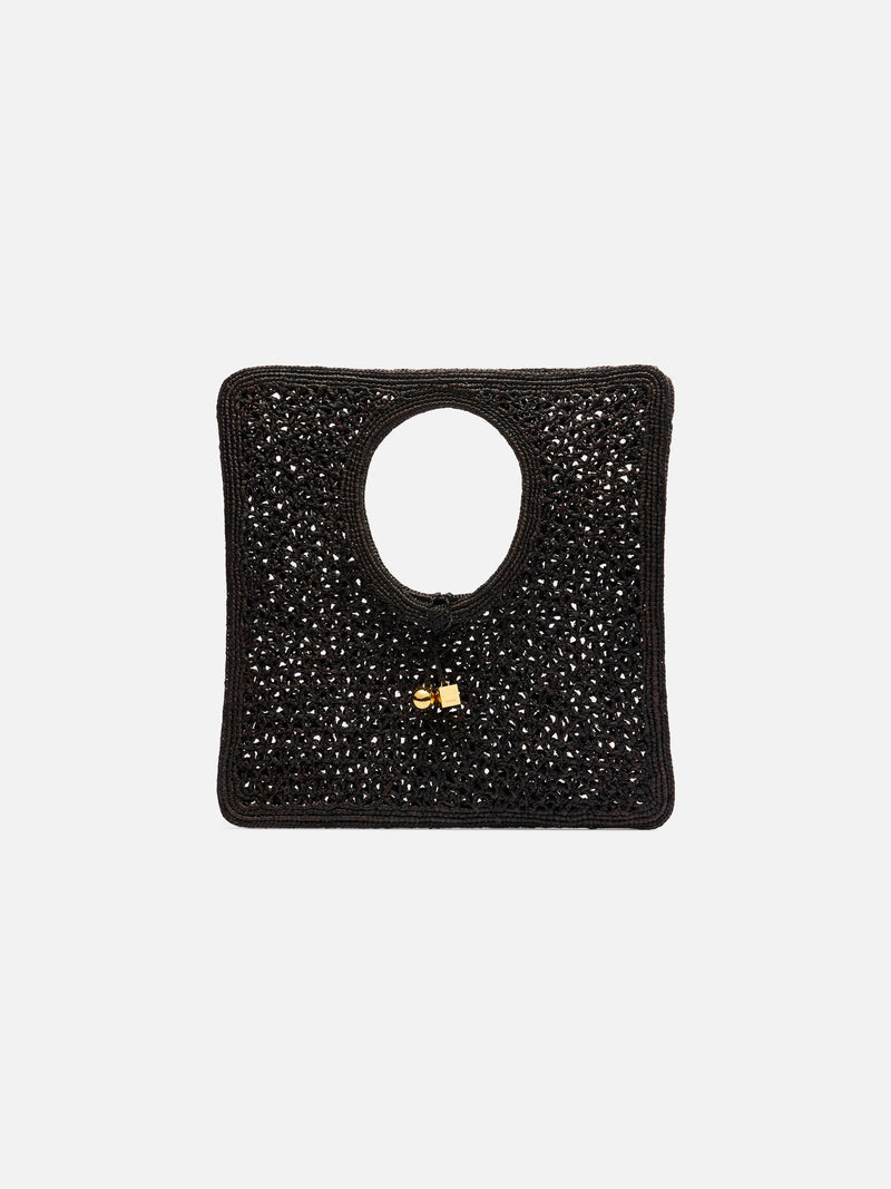 Jacquemus The Spiaggia Square Bag Raffia Square Bag Black