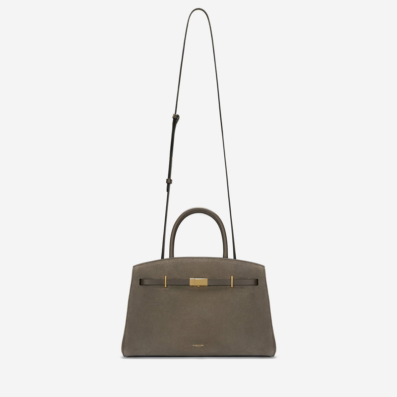 DeMellier The Midi Hudson deep olive suede & deep olive smooth