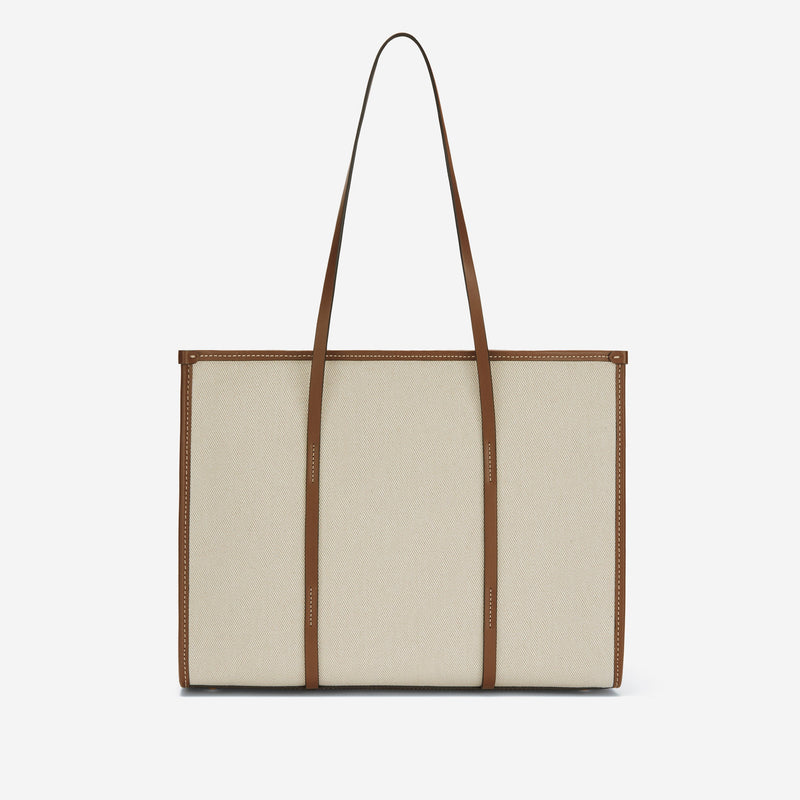 DeMellier The Capri salt & pepper canvas tan smooth