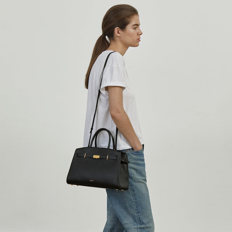 DeMellier The Midi Hudson black small grain