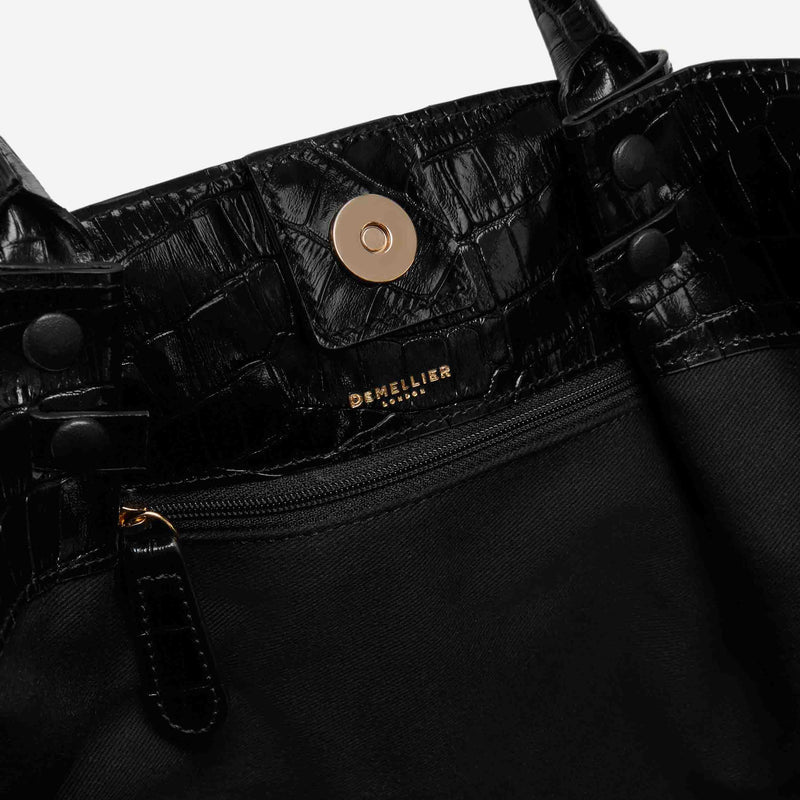 DeMellier The Midi New York black croc-effect