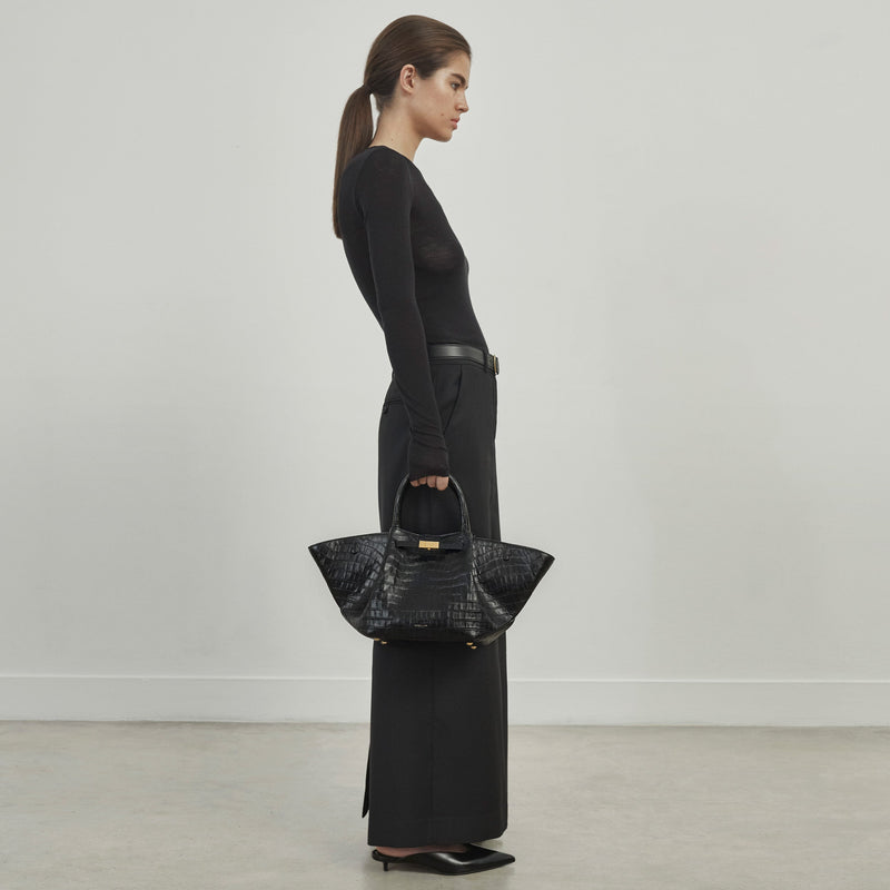 DeMellier The Midi New York black croc-effect