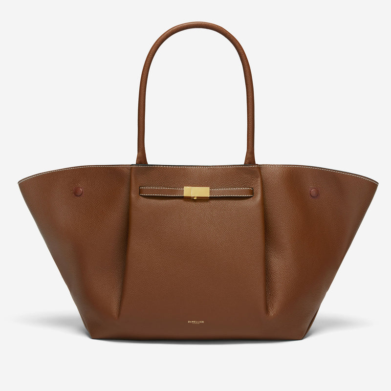 DeMellier The New York tan small grain ecru stitching