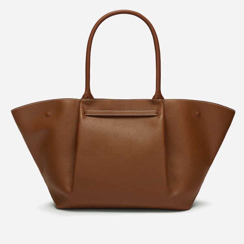 DeMellier The New York tan small grain ecru stitching