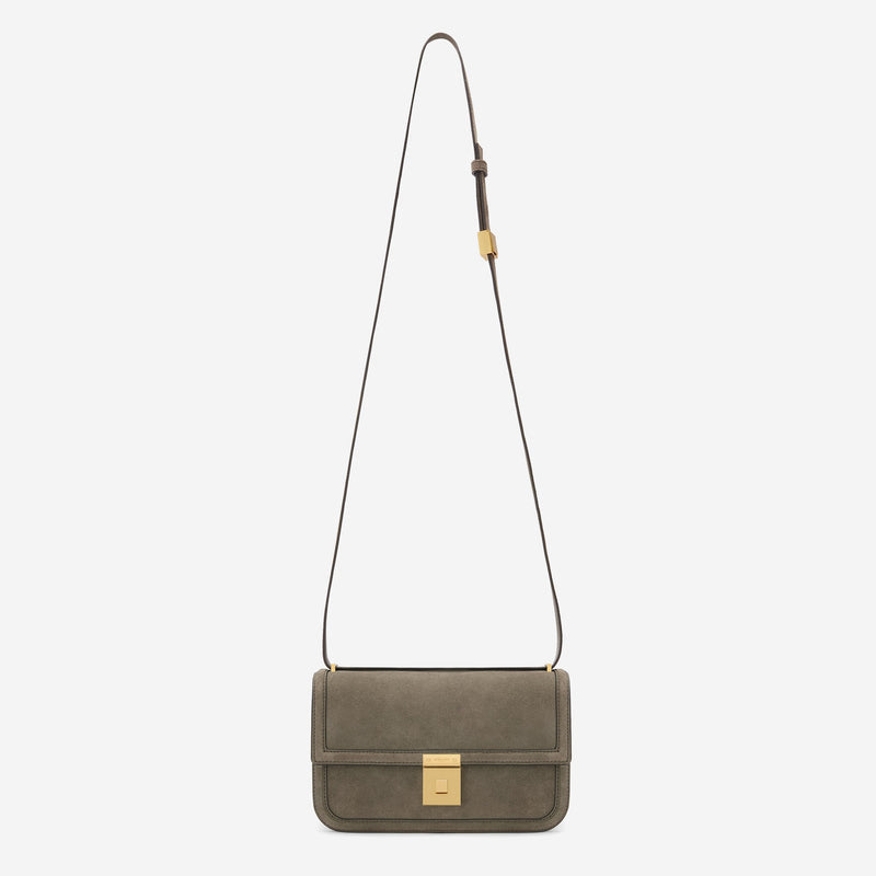 DeMellier The Paris Crossbody deep olive suede