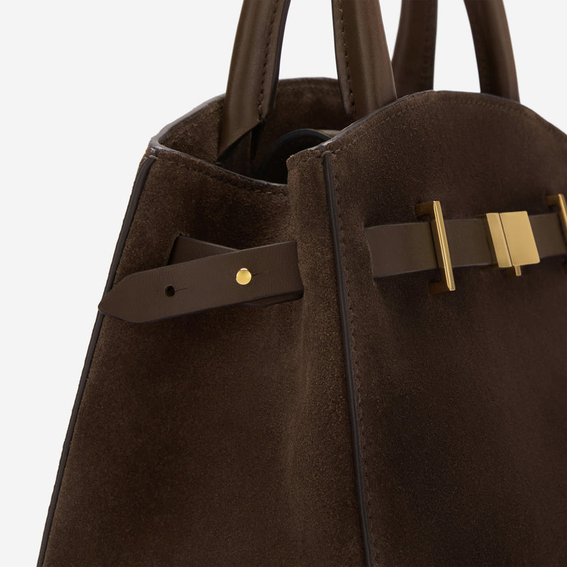 DeMellier The Small Hudson mocha suede & mocha smooth