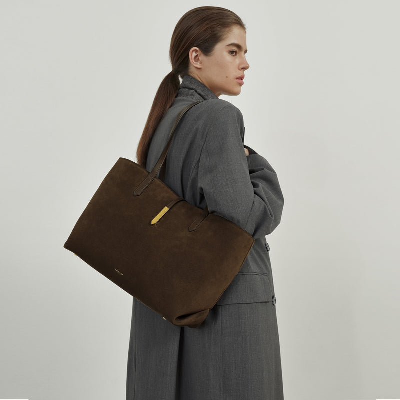 DeMellier The Tokyo Tote mocha suede & mocha smooth