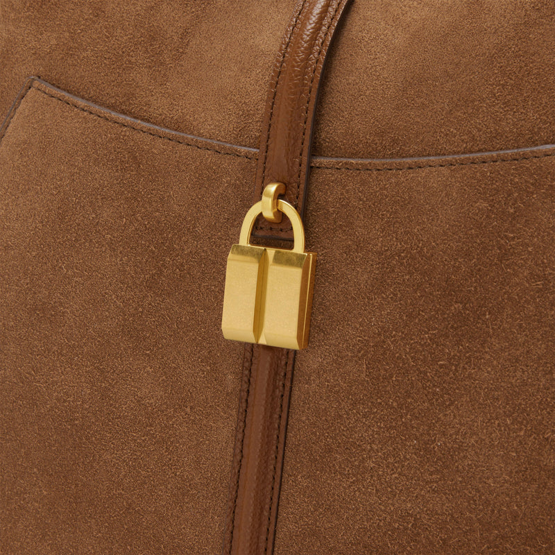 DeMellier The Siena Hobo deep tan suede & deep tan small grain
