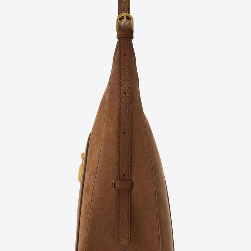 DeMellier The Siena Hobo deep tan suede & deep tan small grain