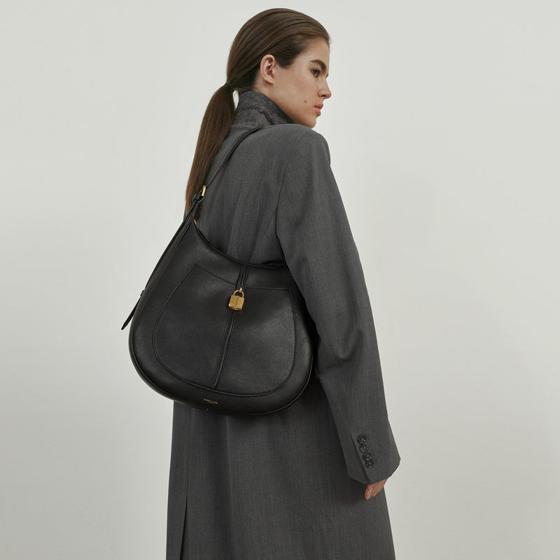DeMellier The Siena Hobo deep tan suede & deep tan small grain