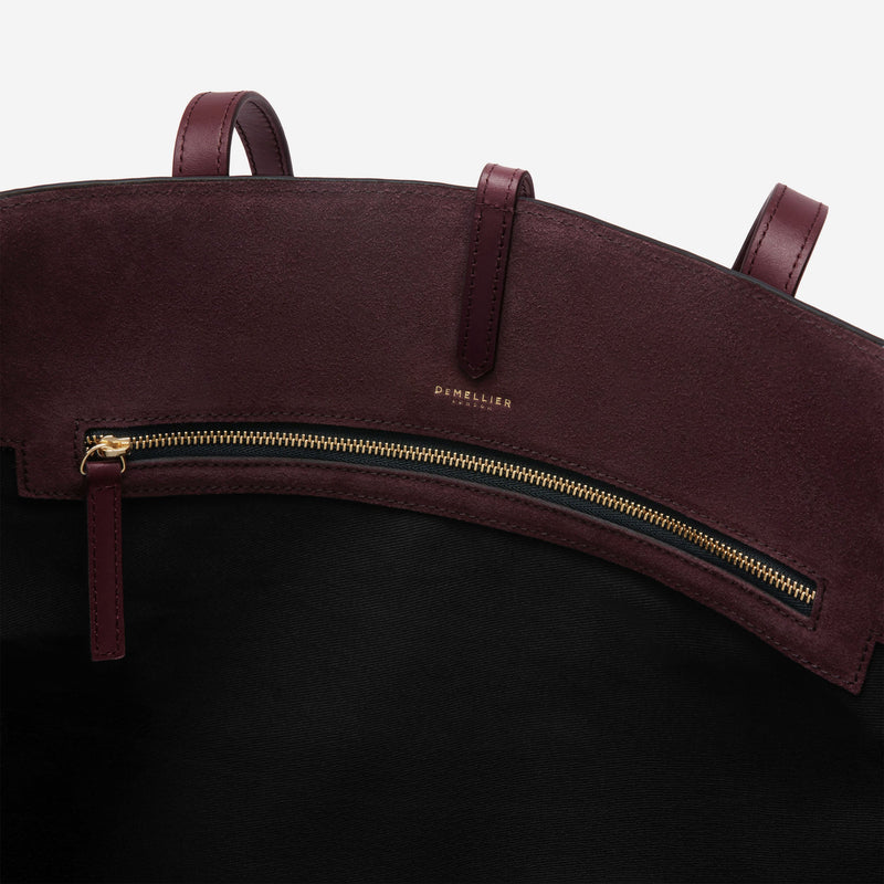 DeMellier The Tokyo Tote burgundy suede & burgundy smooth