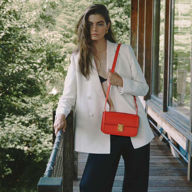 DeMellier The Paris Crossbody poppy red smooth