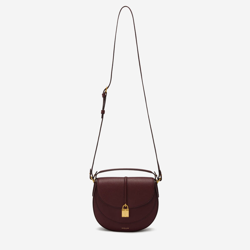 DeMellier The Siena Saddle burgundy small grain