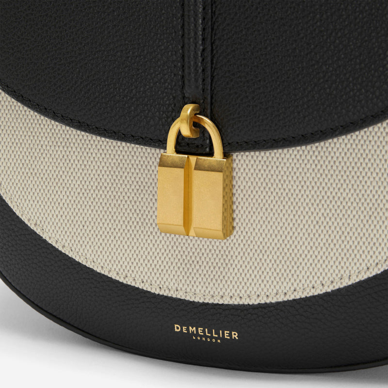DeMellier The Siena Saddle salt & pepper canvas black small grain