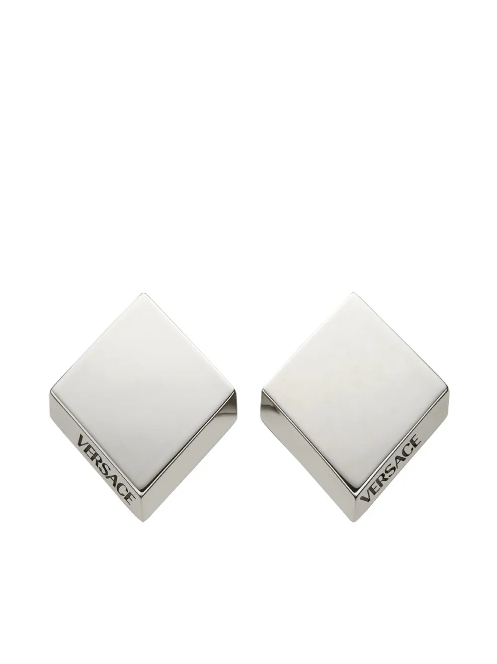 logo-engraved rhombus stud earrings