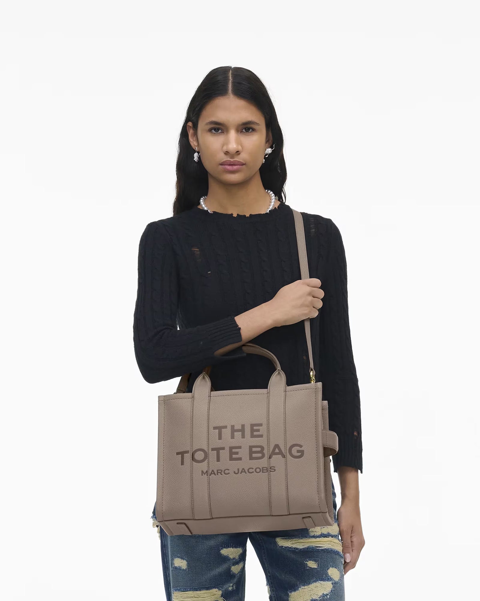 Marc Jacobs Marc Jacobs The Leather Medium Tote Bag Cement Cement