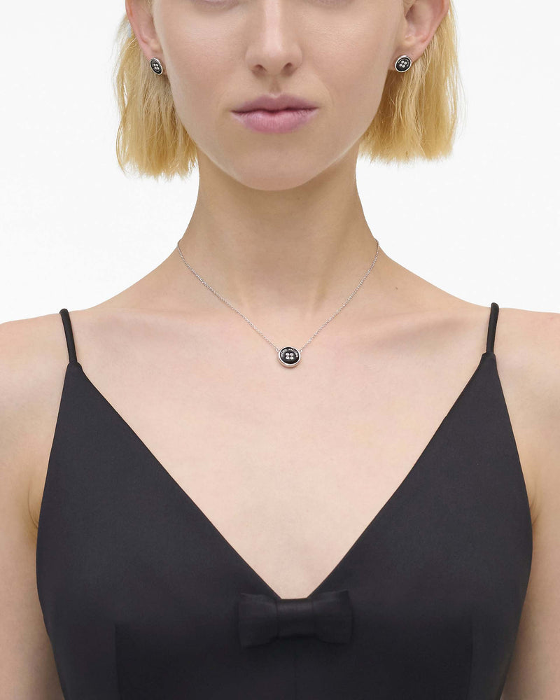 Marc Jacobs Marc Jacobs The Button Pendant Necklace Silver/Black Silver/black