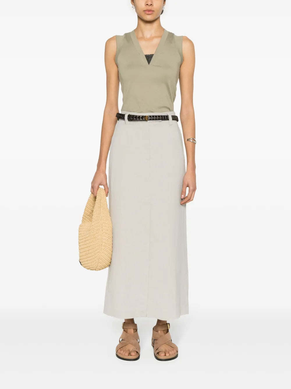 Fluid twill maxi skirt