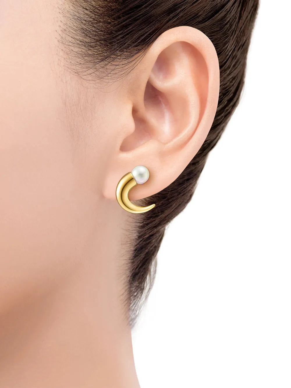 18kt yellow gold Danger Horn pearl stud earrings