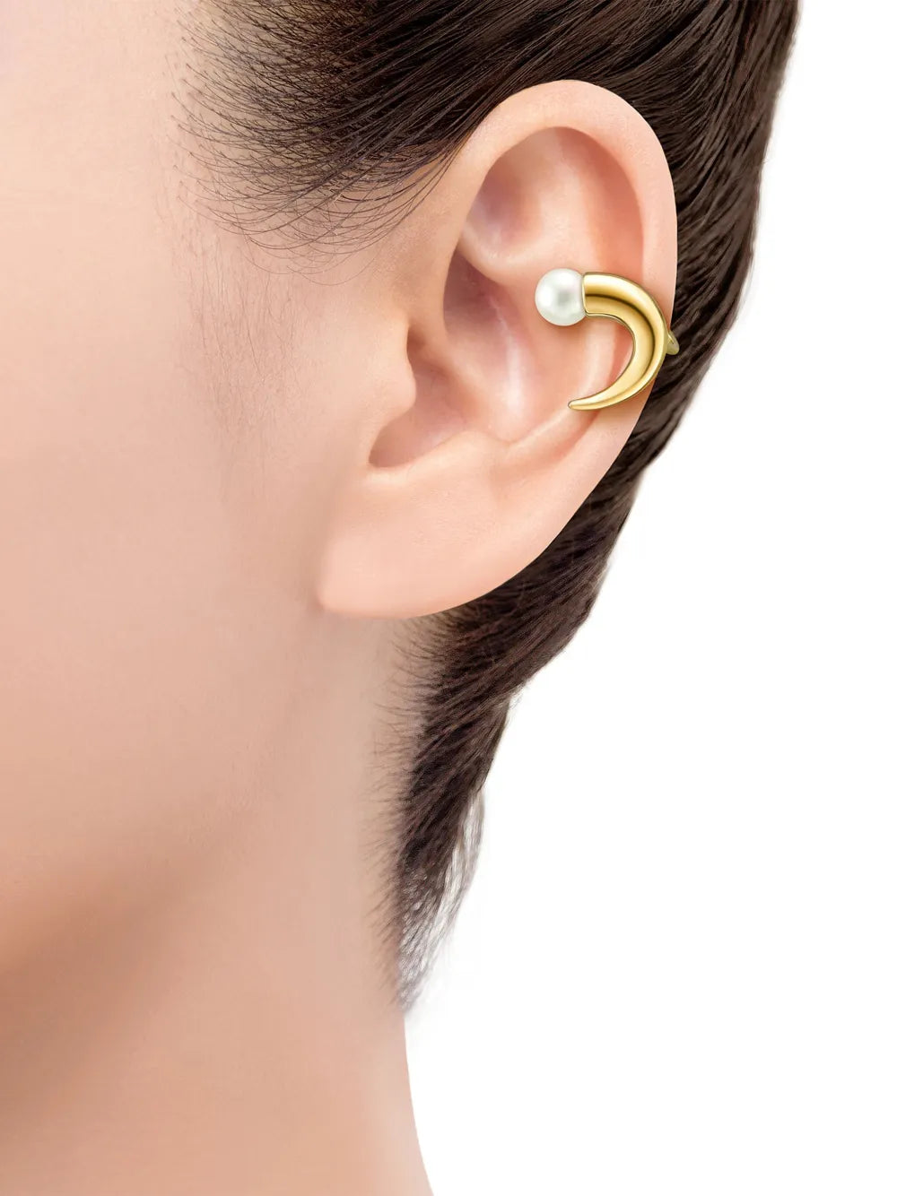 18kt yellow gold Danger Horn pearl stud earrings