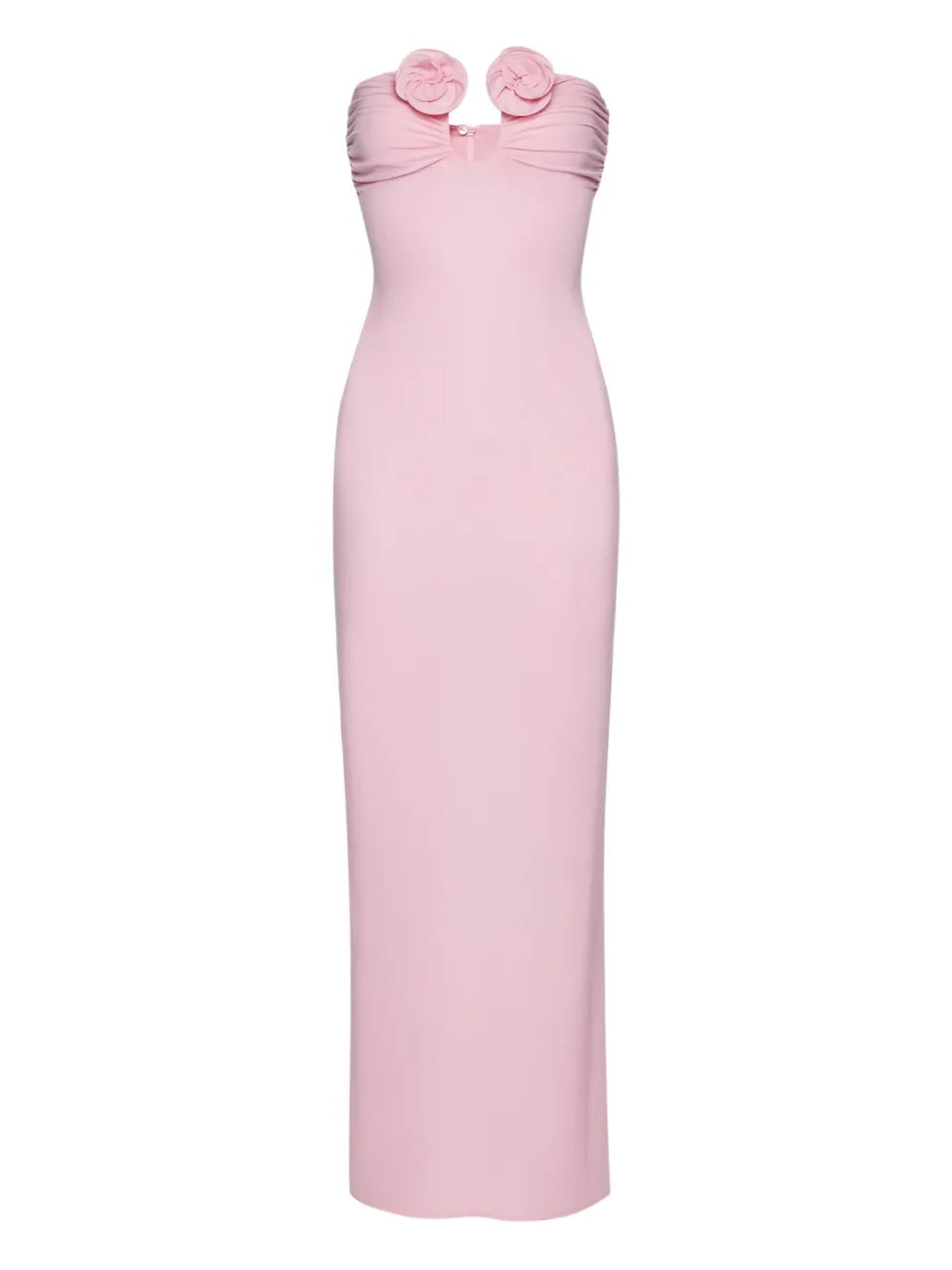 rosettes ruched maxi dress
