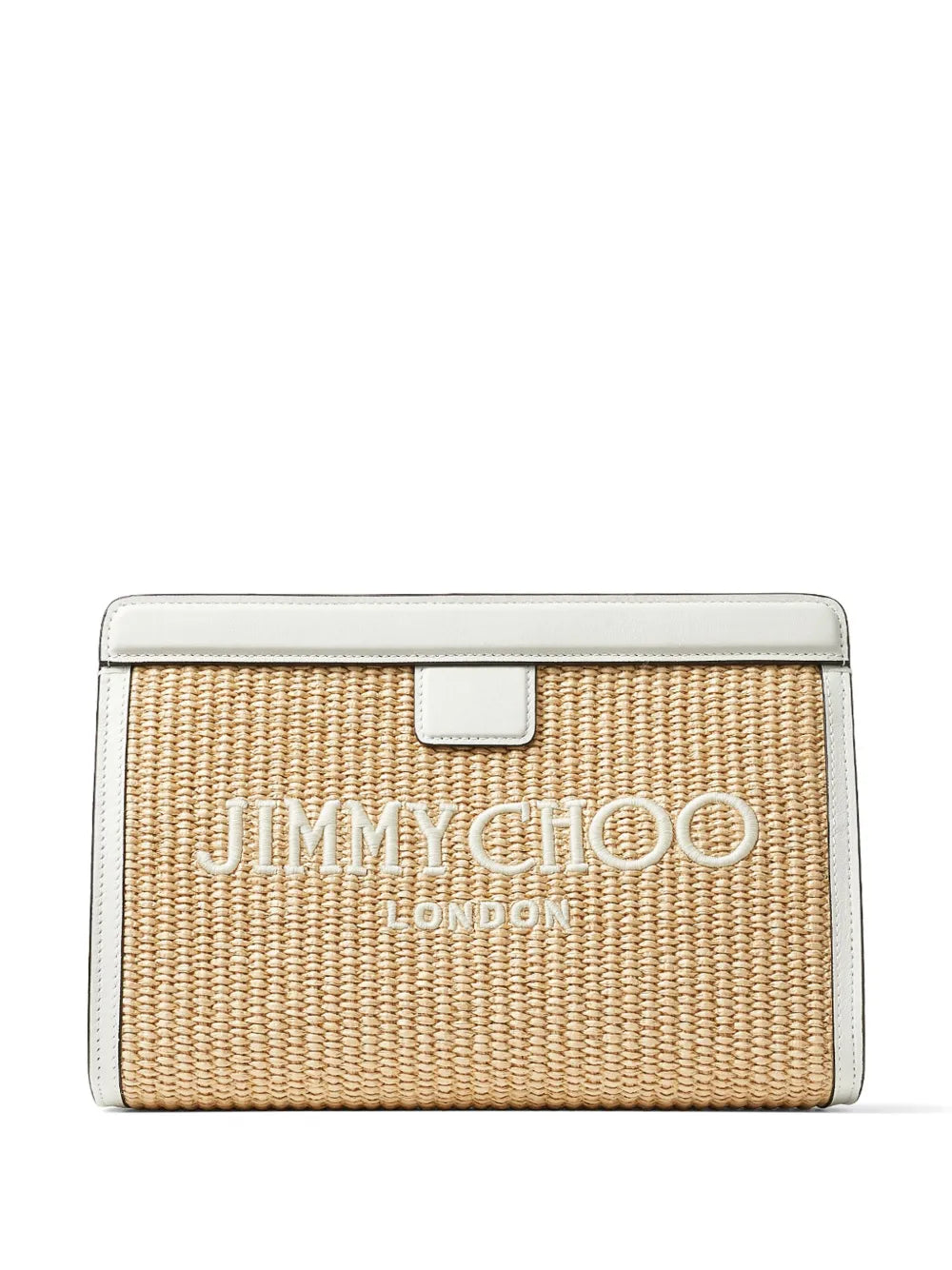 Avenue logo-embroidered woven clutch