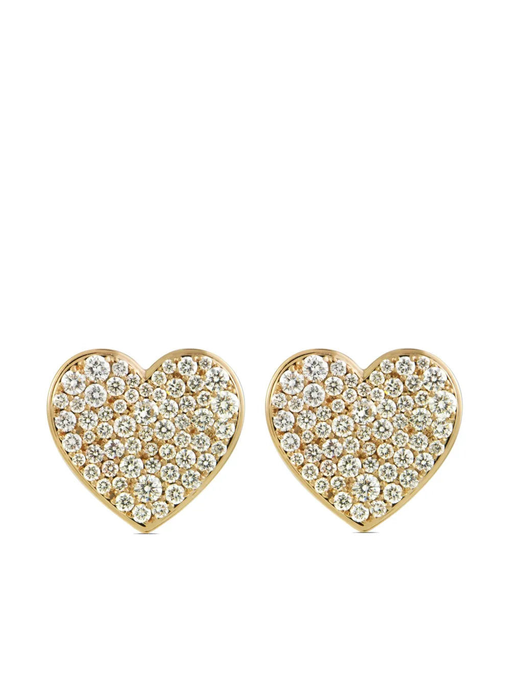 18kt yellow gold Caviar Heart Grande diamond stud earrings