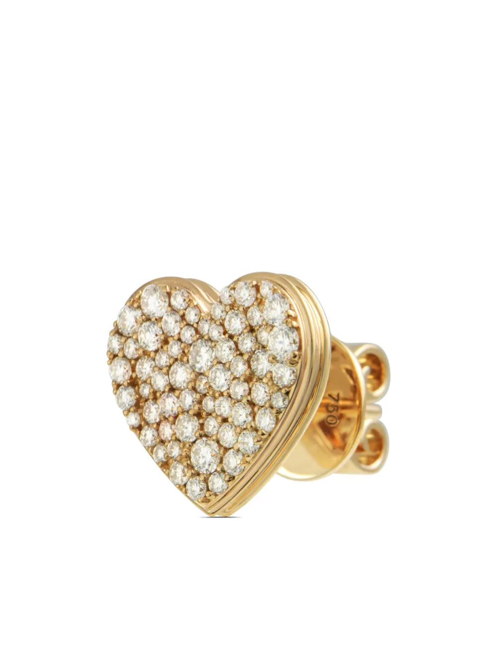 18kt yellow gold Caviar Heart Grande diamond stud earrings
