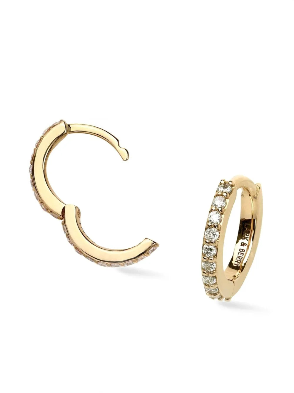 14kt yellow gold medium Modernist diamond hoop earring