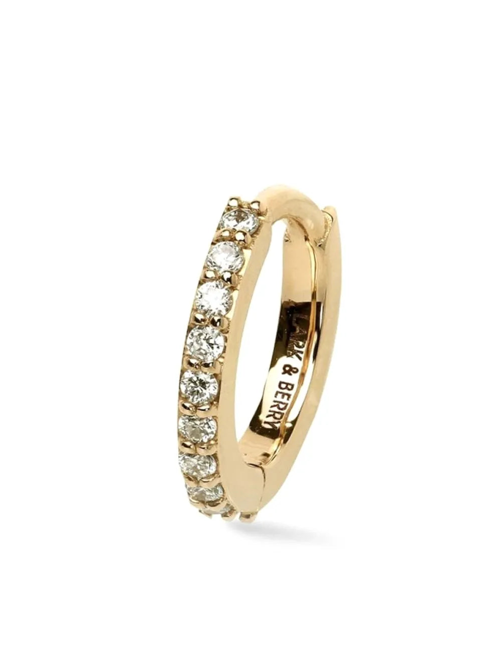 14kt yellow gold medium Modernist diamond hoop earring