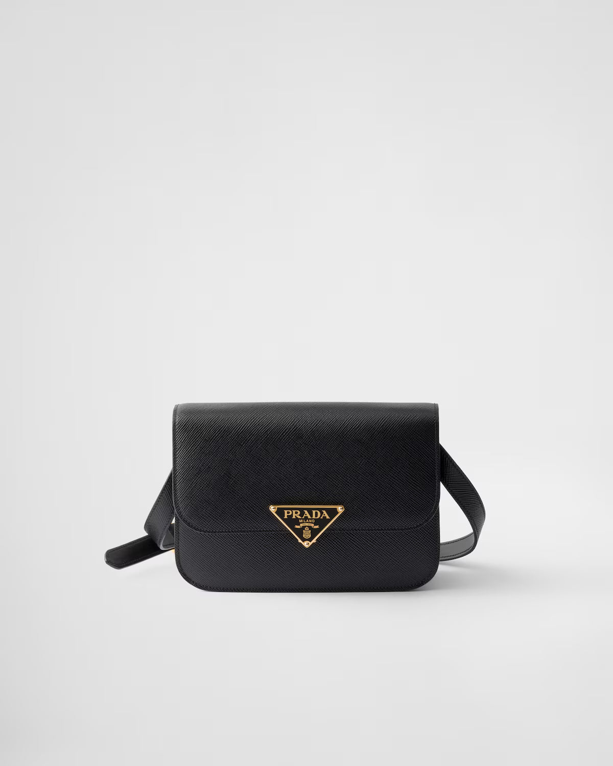 Saffiano leather flap shoulder bag