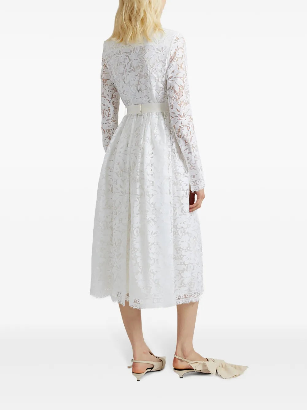 Corinne belted lace shirt dress